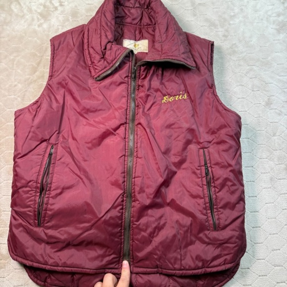 VTG 60s 70s Pro Sport Full Zip Puffer Vest Embroidered Fits Medium‎ Look